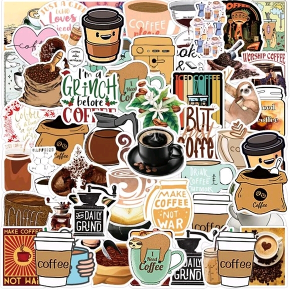 🍉5 for $25* Laptop Coffee Stickers - Picture 1 of 5